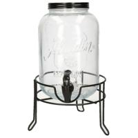 Limonade/drankdispenser op verhoger - 3,8 liter - transparant glas - H37 x B19 cm