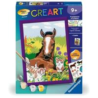 CreArt Kids 18x24cm Cavallo e Gattini, Kit Dipingi con i Numeri, Numero d'Arte, Età 7+, 25840, Ravensburger