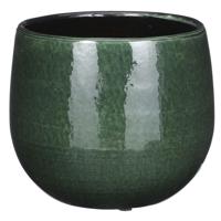 Mica Decorations Plantenpot - keramiek - groen glans - D16/H14 cm   - - thumbnail
