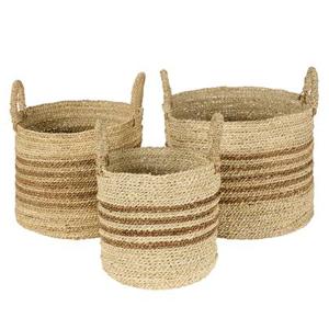 Mand (set Van 3) Banka Hout - Naturel Natuurlijk Materiaal