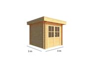 Tuinhuisje Blokhut Lisa 300 cm bij 300 cm diep Plat dak - Warentuin collection