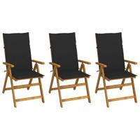 Tuinstoelen 3 st inklapbaar met kussens massief acaciahout