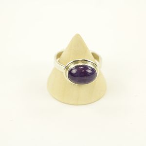 Zilveren Ring met Amethist Maat 19,5 - Verstelbaar (Sterling Zilver 925)