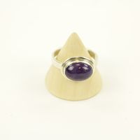 Zilveren Ring met Amethist Maat 19,5 - Verstelbaar (Sterling Zilver 925) - thumbnail