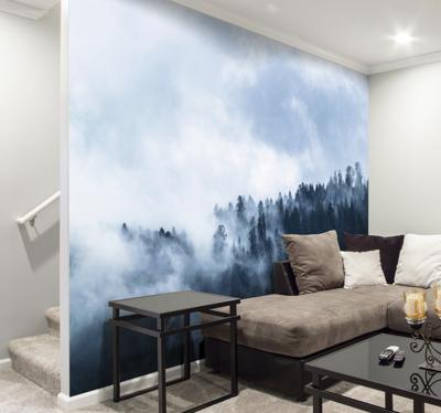 Fotobehang bos met wolken