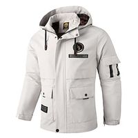 Voor heren Windjack Regenjas Wandeljack Buiten Alledaagse kleding Warm Herfst Winter Effen Modieus Streetwear Capuchon Normaal Zwart Wit Rood Jacks miniinthebox