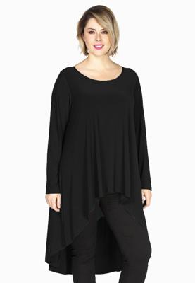 Yoek Tunic longer back | Zwart | Maat 38