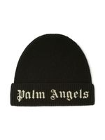 Palm Angels Kids bonnet en maille à logo brodé - Noir - thumbnail