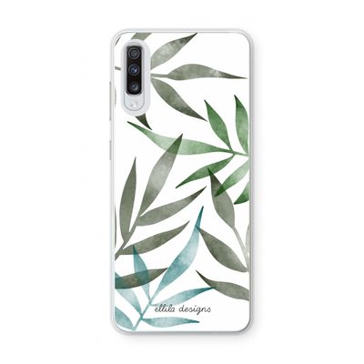 Tropical watercolor leaves: Samsung Galaxy A70 Transparant Hoesje