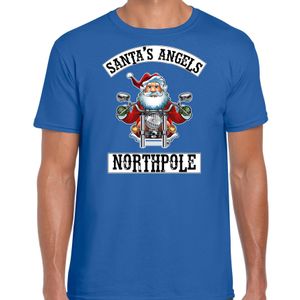 Fout Kerstshirt / outfit Santas angels Northpole blauw voor heren