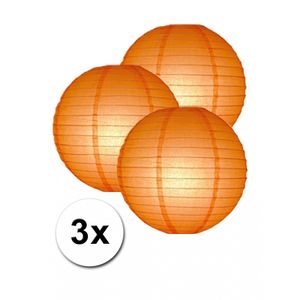 Voordeelverpakking met 3 oranje lampionnen 25 cm