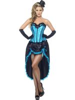 Blauwe Burlesque danseres kostuum