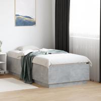 Bedframe met LED-verlichting bewerkt hout betongrijs 75x190 cm