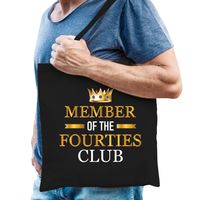 Member of the fourties club verjaardag cadeau tas zwart voor volwassenen - Verjaardag / cadeau tas