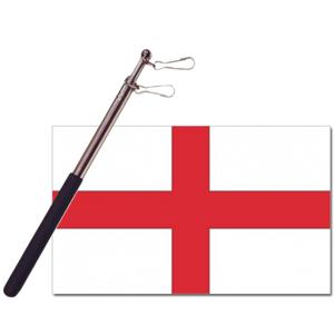 Landen vlag Engeland St George - 90 x 150 cm - met compacte draagbare telescoop vlaggenstok