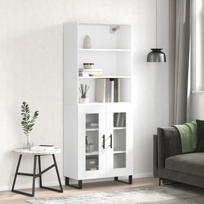 Hoge kast 69,5x34x180 cm bewerkt hout wit
