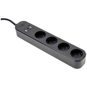 Gembird TSL-PS-S4U-01 Stekkerdoos Zwart Randaarde stekker 1 stuk(s)