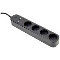 Gembird TSL-PS-S4U-01 Stekkerdoos Zwart Randaarde stekker 1 stuk(s)
