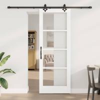 Schuifdeur met Hardware Set Wit 78x211 cm Massief Vurenhout