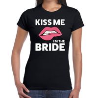 Kiss me i am the bride t-shirt zwart dames - thumbnail