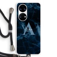 Midnight Marble: Huawei P50 Transparant Hoesje met koord