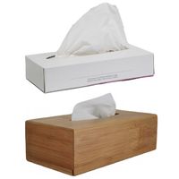 Tissuedoos/tissuebox rechthoekig - bamboe hout - 25 x 13 cm - inclusief tissues - thumbnail