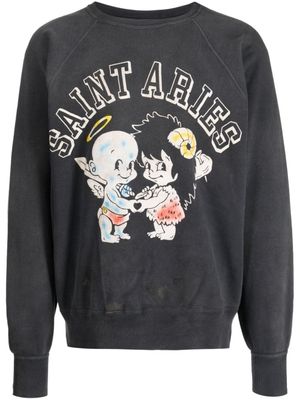 SAINT MXXXXXX logo-print cotton sweatshirt - Gris
