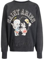 SAINT MXXXXXX logo-print cotton sweatshirt - Gris