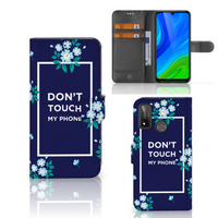 Huawei P Smart 2020 Portemonnee Hoesje Flowers Blue DTMP - thumbnail