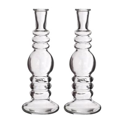 Kaarsen kandelaar Florence - 2x - transparant glas - helder - D8,5 x H23 cm