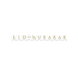 Ramadan Eid Mubarak - 2x - letter banner/vlaggenlijn - 3,5 meter - wit/goud - Suikerfeest