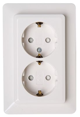 Milano wandcontactdoos 2-voudig RA KV wit