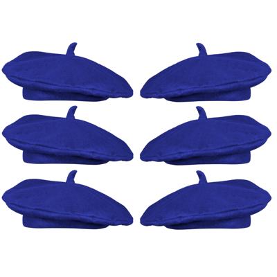 Carnaval verkleed hoed/baret Franse stijl - 6x - blauw - polyester - heren/dames - Frankrijk thema