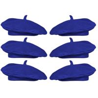 Carnaval verkleed hoed/baret Franse stijl - 6x - blauw - polyester - heren/dames - Frankrijk thema