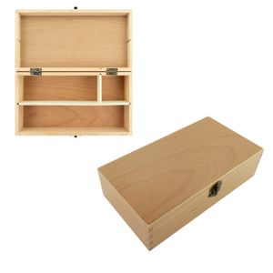 Tekendoos - 3 vaks indeling - hout - opbergbox - 25 x 13 cm   -