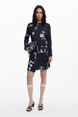 Korte krantenjurk - BLACK - XL