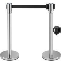 Vevor Crowd Control Stanchion Barrières Voor Menigtecontrole Wachtrij Touw Barrier Post Crowd Control Barrier 2 Stuks 2 M Zwarte Band