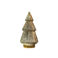 Kerstboompje glas 10led op batterij met timer 28.5x15 cm metallic goud - Annas collection