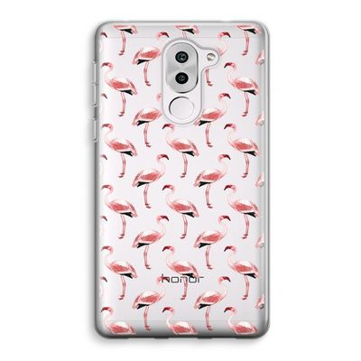 Flamingoprint groen: Honor 6X Transparant Hoesje