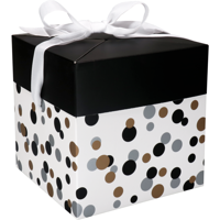 Pop-updoos | Confetti | karton | 15x15x15cm | zilver/goud/zwart | 100 stuks