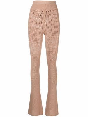 ANDREĀDAMO pantalon en maille ajourée - Tons neutres