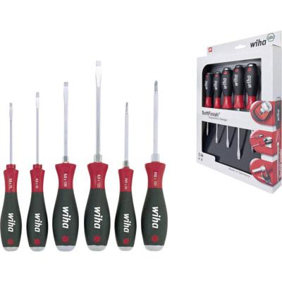 Wiha Schraubendrehersatz 6tlg PH/ Schlitz 6kant-Klinge Soft-Fin Schroevendraaierset Werkplaats 6-delig Plat, Kruiskop Phillips