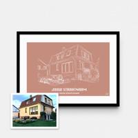 Persoonlijke illustratie met kleur A1 Liggend Met Lijst Peach