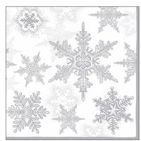 20x Servetten winter sneeuwvlokken thema wit/zilver 33 x 33 cm - thumbnail