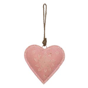 HAES DECO - Kersthanger Hart 14x4x14 cm - Roze - Kerstdecoratie, Decoratie Hanger, Kerstboomversiering