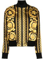 Versace veste bomber en soie à imprimé Barocco - Noir