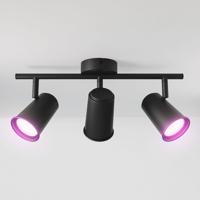 Riga - LED smart plafondlamp - 3 spots - 15 Watt 1200 Lumen - Draaibaar en kantelbaar - GU10 - RGBWW - Wifi + Bluetooth - Google Home, Amazon Alexa en Siri - Zwart - Bestuurbaar via App en Stem