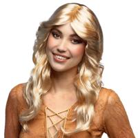 Verkleed Pruik - blond - met krullen - damespruik - river - carnaval