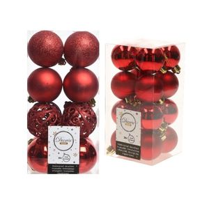 Kerstversiering kunststof kerstballen rood 4-6 cm pakket van 32x stuks