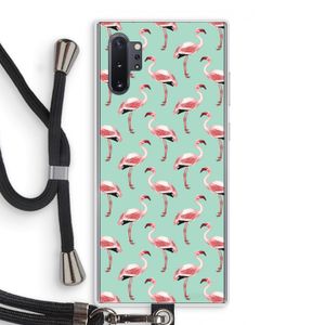 Flamingoprint groen: Samsung Galaxy Note 10 Plus Transparant Hoesje met koord